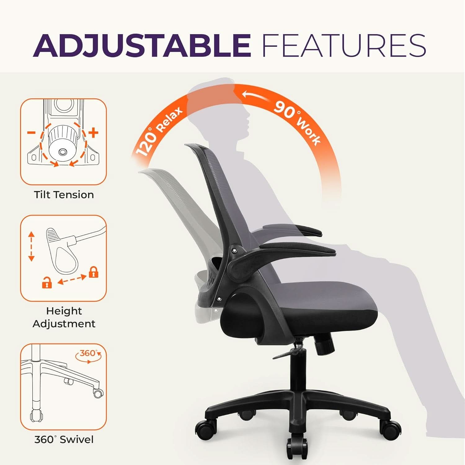 Ergonomic Gaming Chair With Lumbar Support Black Adjustable